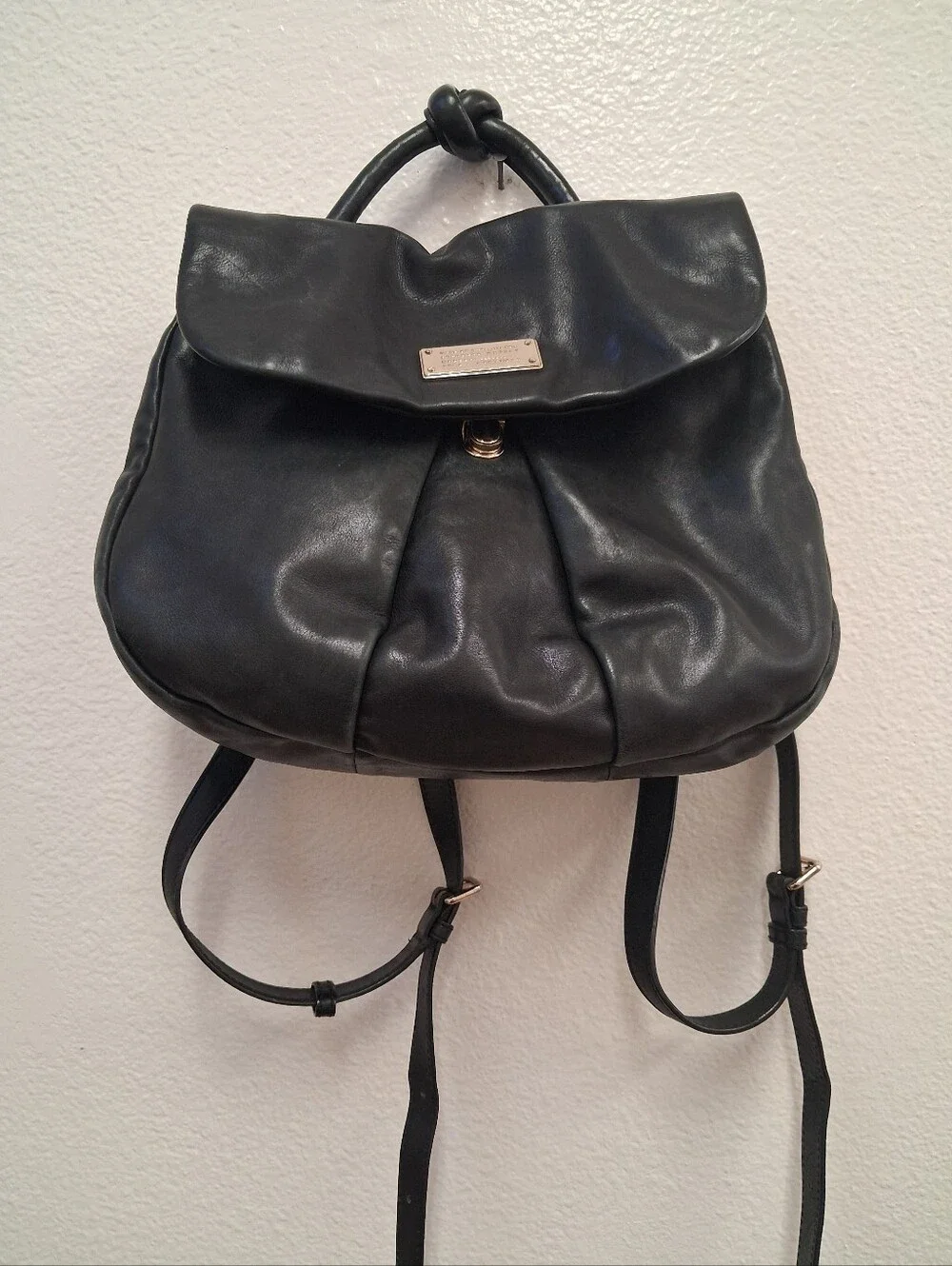 Marc by Marc Jacobs Black Leather Knotted Marchive Backpack